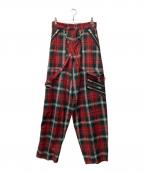 KIDILLキディル）の古着「ワイドチェックパンツ」｜レッド