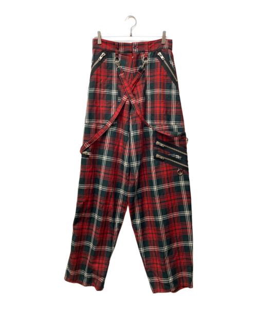 KIDILL（キディル）KIDILL (キディル) ワイドチェックパンツ レッド サイズ:SIZE 44の古着・服飾アイテム