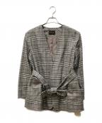 TOMORROW LAND collectionトゥモローランドコレクション）の古着「シルクネップツイード ベルテッドジャケット」｜グレー