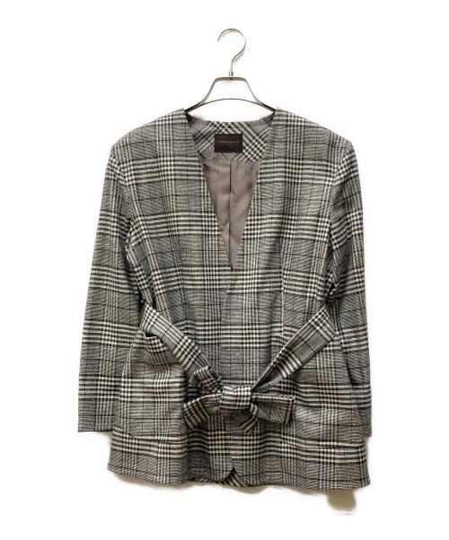 TOMORROW LAND collection（トゥモローランドコレクション）TOMORROW LAND collection (トゥモローランドコレクション) シルクネップツイード ベルテッドジャケット グレー サイズ:SIZE 38 未使用品の古着・服飾アイテム