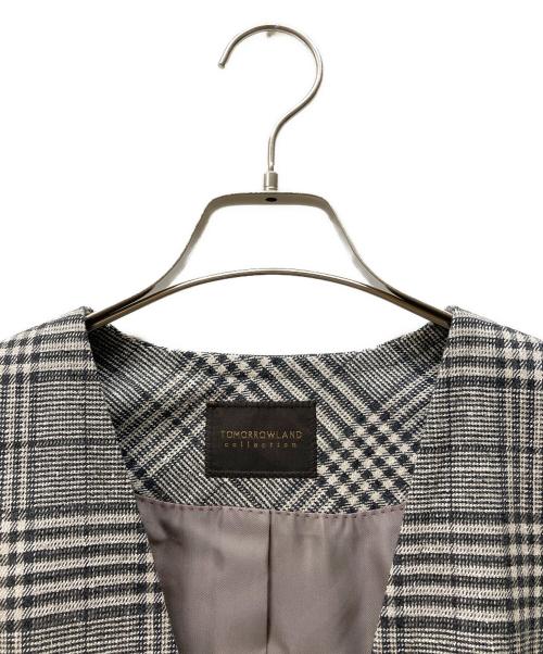TOMORROW LAND collection（トゥモローランドコレクション）TOMORROW LAND collection (トゥモローランドコレクション) シルクネップツイード ベルテッドジャケット グレー サイズ:SIZE 38 未使用品の古着・服飾アイテム