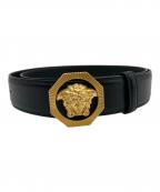 VERSACEヴェルサーチェ）の古着「メデューサバックル付きレザーベルト」｜ブラック