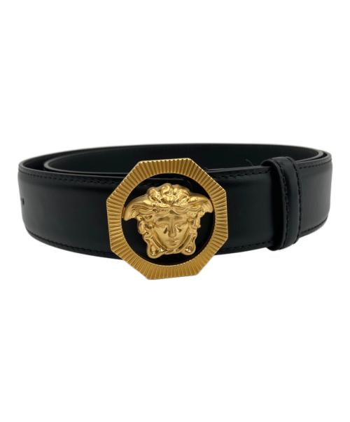 VERSACE（ヴェルサーチェ）VERSACE (ヴェルサーチェ) メデューサバックル付きレザーベルト ブラックの古着・服飾アイテム