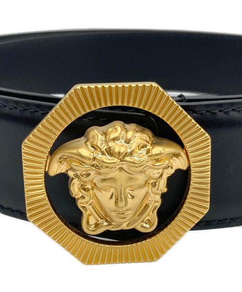 VERSACE（ヴェルサーチェ）VERSACE (ヴェルサーチェ) メデューサバックル付きレザーベルト ブラックの古着・服飾アイテム