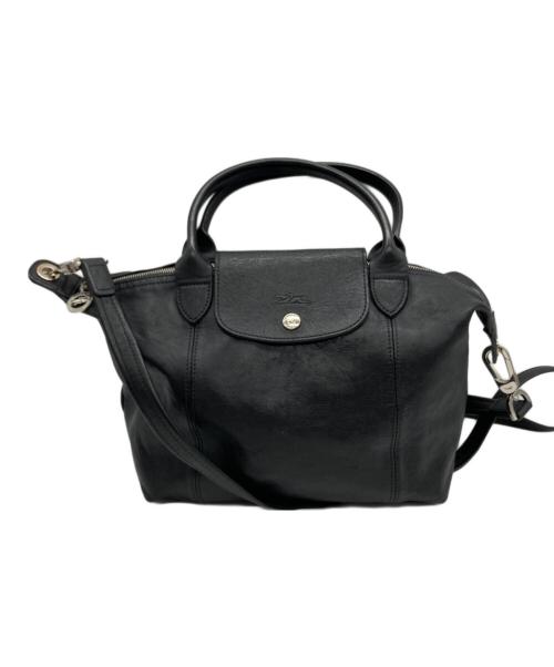 LONGCHAMP（ロンシャン）LONGCHAMP (ロンシャン) LE PRIAGE CUIR HANDBAG ブラックの古着・服飾アイテム