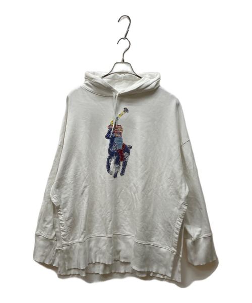 Denim & Supply Ralph Lauren（デニム＆サプライ ラルフローレン）DENIM & SUPPLY RALPH LAUREN (デニム＆サプライ ラルフローレン) パッチワークビッグポニーフーディ ホワイト サイズ:M/Lの古着・服飾アイテム