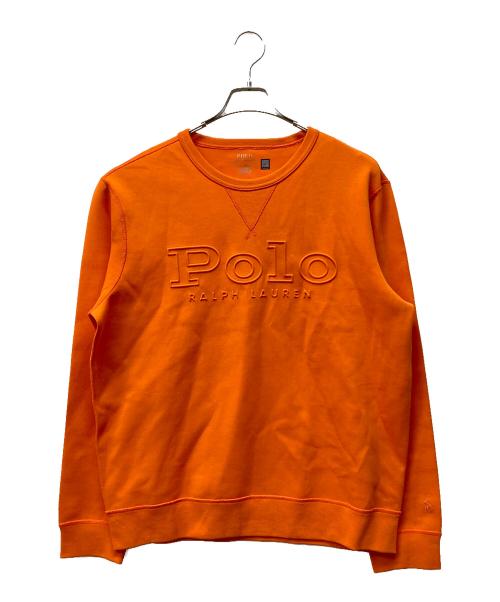 POLO RALPH LAUREN（ポロ・ラルフローレン）POLO RALPH LAUREN (ポロ・ラルフローレン) エンボス加工スウェット オレンジ サイズ:L 未使用品の古着・服飾アイテム