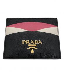 PRADA（プラダ）の古着「サフィアーノマルチカラーカードケース」｜ブラック×ピンク