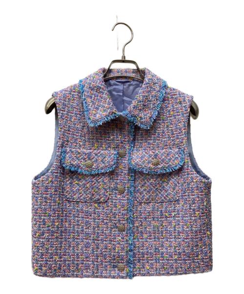 ANAYI（アナイ）ANAYI (アナイ) フィルムラメツイードステンカラージレ ピンク サイズ:36の古着・服飾アイテム