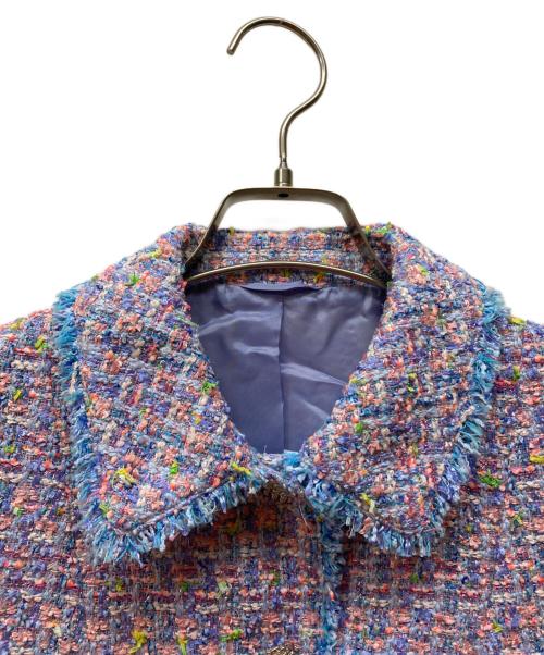 ANAYI（アナイ）ANAYI (アナイ) フィルムラメツイードステンカラージレ ピンク サイズ:36の古着・服飾アイテム