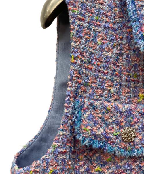 ANAYI（アナイ）ANAYI (アナイ) フィルムラメツイードステンカラージレ ピンク サイズ:36の古着・服飾アイテム