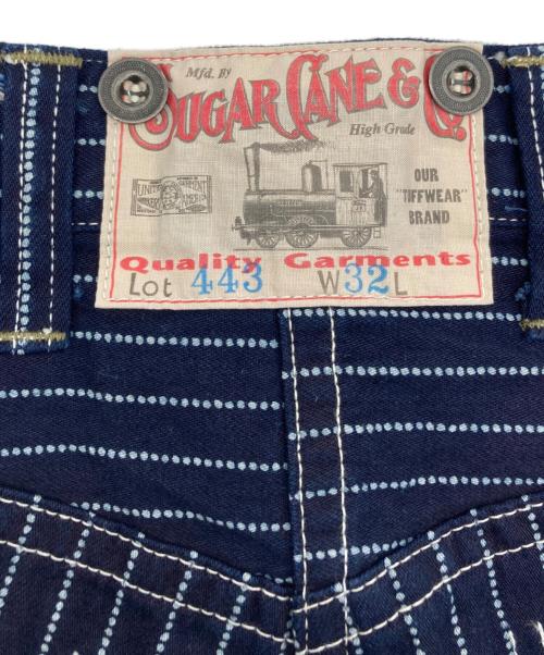 SUGAR CANE（シュガーケーン）SUGAR CANE (シュガーケーン) 9oz. WABASH STRIPE ZIP FLY SHORT ネイビー サイズ:W32の古着・服飾アイテム