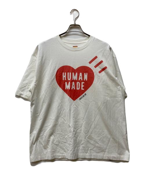 HUMAN MADE（ヒューマンメイド）HUMAN MADE (ヒューマンメイド) 25SS ハートロゴプリントtシャツ ホワイト×オレンジ サイズ:２XLの古着・服飾アイテム