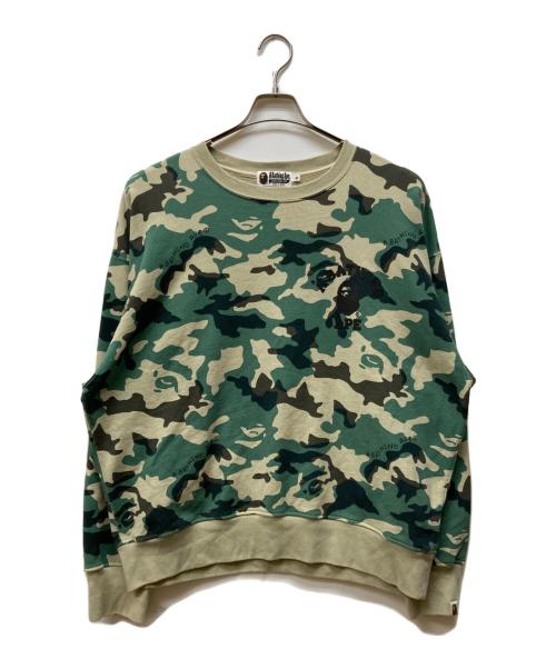 A BATHING APE（ア ベイシング エイプ）A BATHING APE (ア ベイシング エイプ) Woodland Camo Loose Fit Crewneck グリーン サイズ:Mの古着・服飾アイテム