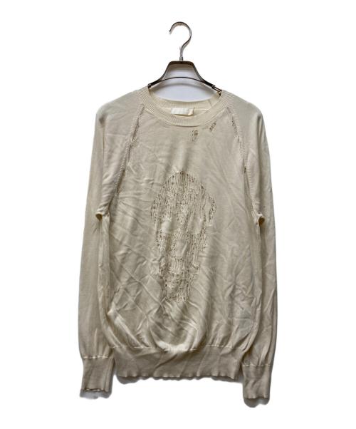 ALEXANDER McQUEEN（アレキサンダーマックイーン）ALEXANDER McQUEEN (アレキサンダーマックイーン) コットンシルク スカルニット アイボリー サイズ:Lの古着・服飾アイテム