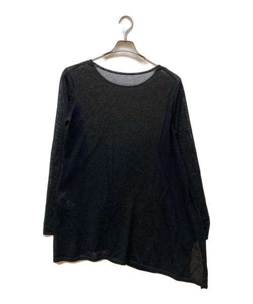 YOHJI YAMAMOTO（ヨウジヤマモト）YOHJI YAMAMOTO (ヨウジヤマモト) リネンブレンドフラワーモチーフニット ブラック×レッド サイズ:２の古着・服飾アイテム