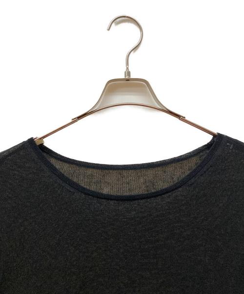 YOHJI YAMAMOTO（ヨウジヤマモト）YOHJI YAMAMOTO (ヨウジヤマモト) リネンブレンドフラワーモチーフニット ブラック×レッド サイズ:２の古着・服飾アイテム