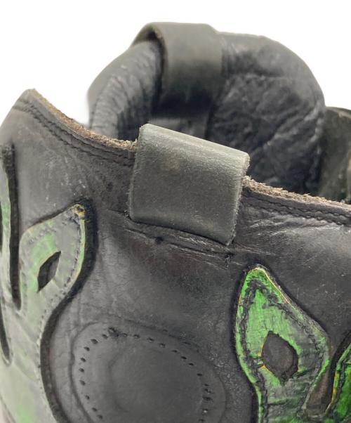 NEWROCK（ニューロック）NEWROCK (ニューロック) スカルバックルブーツ ブラック×グリーン サイズ:記載なしの古着・服飾アイテム