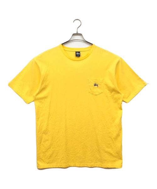 stussy（ステューシー）stussy (ステューシー) クラシックロゴ刺繍ポケットTシャツ イエロー サイズ:XLの古着・服飾アイテム