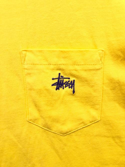 stussy（ステューシー）stussy (ステューシー) クラシックロゴ刺繍ポケットTシャツ イエロー サイズ:XLの古着・服飾アイテム