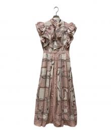 eimy istoire（エイミーイストワール）の古着「EMチェーンスカーフ付きフリルワンピース」｜ピンク