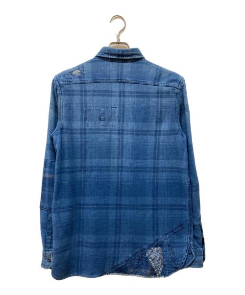 POLO RALPH LAUREN（ポロ・ラルフローレン）POLO RALPH LAUREN (ポロ・ラルフローレン) パッチワークインディゴ刺し子シャツ ブルー サイズ:Sの古着・服飾アイテム