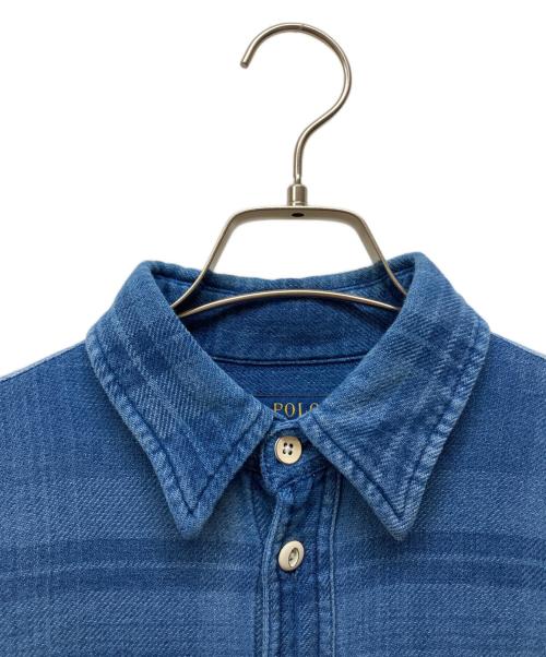 POLO RALPH LAUREN（ポロ・ラルフローレン）POLO RALPH LAUREN (ポロ・ラルフローレン) パッチワークインディゴ刺し子シャツ ブルー サイズ:Sの古着・服飾アイテム