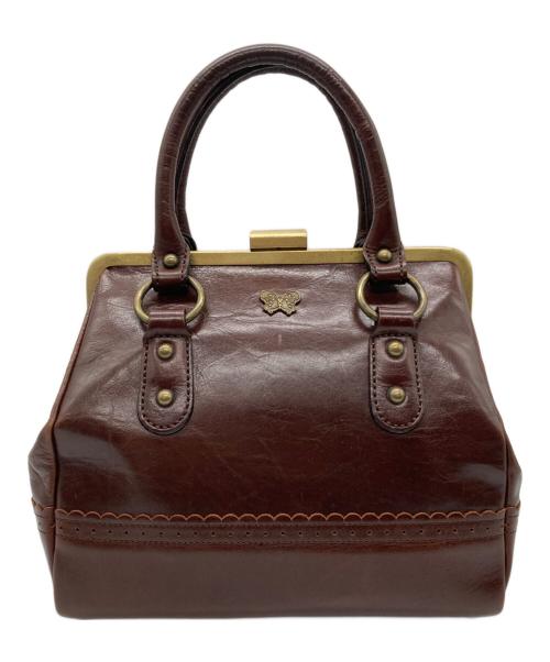 ANNA SUI（アナスイ）ANNA SUI (アナスイ) バタフライモチーフがま口ハンドバッグ ブラウンの古着・服飾アイテム