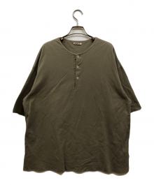 AURALEE（オーラリー）の古着「HIGH GAUGE PIQUE DOUBLE CLOTH HENLEY NECK」｜カーキ