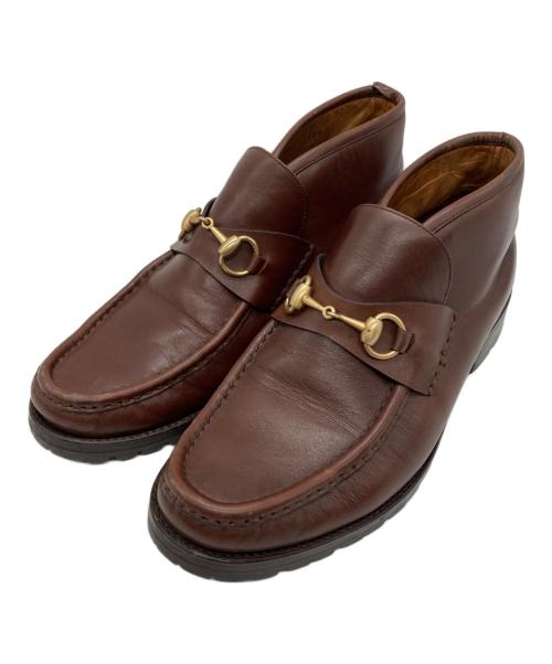 GUCCI（グッチ）GUCCI (グッチ) ホースビット チャッカーブーツ ブラウン サイズ:42 1/2の古着・服飾アイテム