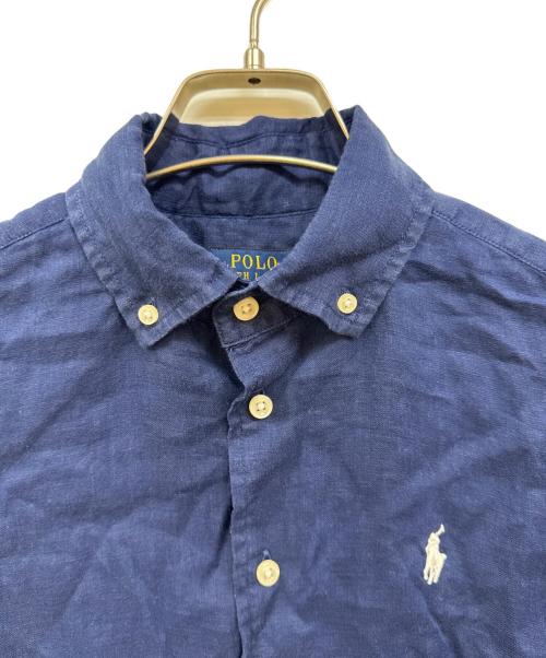 POLO RALPH LAUREN（ポロ・ラルフローレン）POLO RALPH LAUREN (ポロ・ラルフローレン) パフスリーブボタンダウンリネンシャツ ネイビー サイズ:XSの古着・服飾アイテム