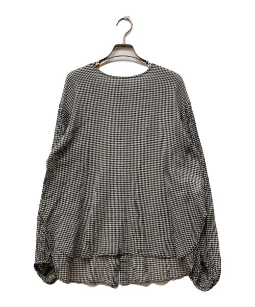 BEARDSLEY（ビアズリー）BEARDSLEY (ビアズリー) 麻混ギンガムブラウス ブラック サイズ:Fの古着・服飾アイテム