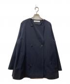 GALERIE VIEギャルリーヴィー）の古着「コットンウールギャバジン カラーレスショートコート」｜ネイビー