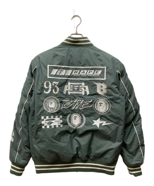 A BATHING APE（ア ベイシング エイプ）A BATHING APE (ア ベイシング エイプ) Racing Down Jacket グリーン サイズ:Mの古着・服飾アイテム