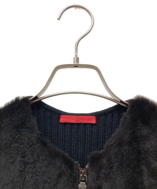 PRADA SPORTS（プラダスポーツ）PRADA SPORTS (プラダスポーツ) イタチファー切替ノースリーブニット ブラウン サイズ:SIZE 42の古着・服飾アイテム