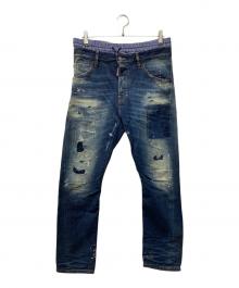 DSQUARED2（ディースクエアード）の古着「レイヤードダメージ加工デニムパンツ」｜ブルー