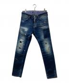 DSQUARED2ディースクエアード）の古着「レイヤードダメージ加工デニムパンツ」｜ブルー