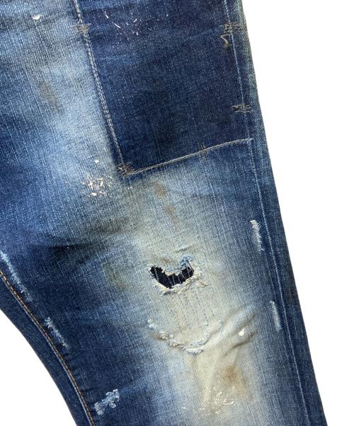 DSQUARED2（ディースクエアード）DSQUARED2 (ディースクエアード) レイヤードダメージ加工デニムパンツ ブルー サイズ:SIZE 46の古着・服飾アイテム