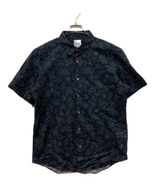 PAUL SMITH（ポールスミス）Paul Smith (ポールスミス) OUTLINE FLORAL 半袖シャツ ネイビー×グリーン サイズ:XLの古着・服飾アイテム