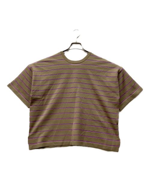 lelill（レリル）lelill (レリル) 2WAY WIND THROUGH ボーダーニット ブラウン サイズ:38 未使用品の古着・服飾アイテム