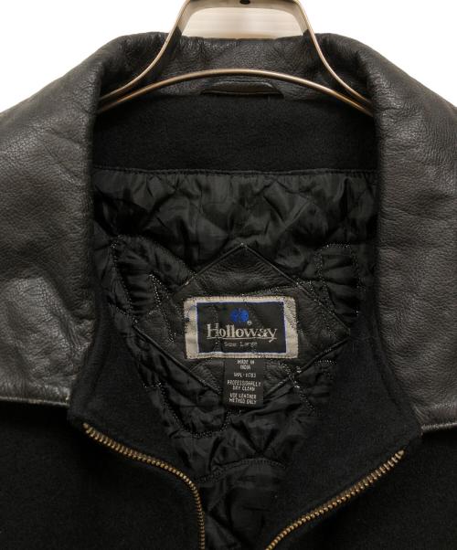 Holloway（ホロウェイ）Holloway (ホロウェイ) メルトン×レザー ジャケット ブラック サイズ:Ⅼの古着・服飾アイテム