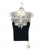 Snidelスナイデル）の古着「レースカラーノースリニット」｜ブラック