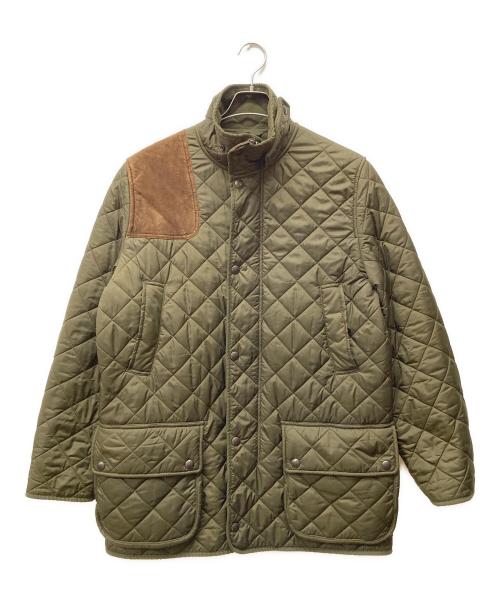 POLO RALPH LAUREN（ポロ・ラルフローレン）POLO RALPH LAUREN (ポロ・ラルフローレン) レザーパッチキルティングコート カーキ サイズ:Lの古着・服飾アイテム