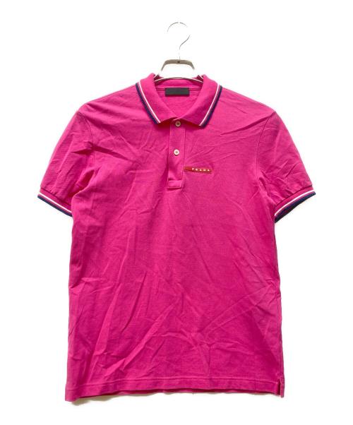 PRADA（プラダ）PRADA (プラダ) ラバーロゴポロシャツ ピンク サイズ:Sの古着・服飾アイテム