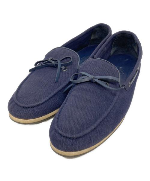 HERMES（エルメス）HERMES (エルメス) デッキシューズ ネイビー サイズ:SIZE 40 1/2の古着・服飾アイテム