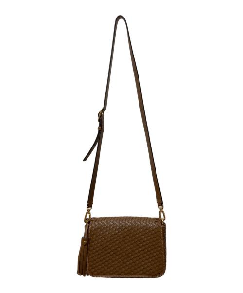 TORY BURCH（トリーバーチ）TORY BURCH (トリーバーチ) 編み込みレザーショルダーバッグ ブラウンの古着・服飾アイテム
