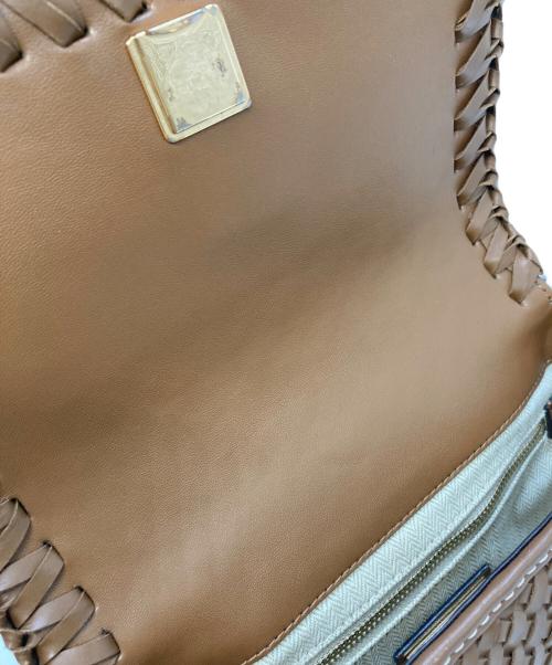 TORY BURCH（トリーバーチ）TORY BURCH (トリーバーチ) 編み込みレザーショルダーバッグ ブラウンの古着・服飾アイテム