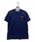 PLAY COMME des GARCONSプレイコムデギャルソン）の古着「ダブルハートパッチTシャツ」｜ネイビー