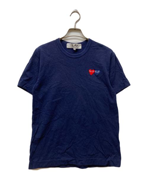 PLAY COMME des GARCONS（プレイコムデギャルソン）PLAY COMME des GARCONS (プレイコムデギャルソン) ダブルハートパッチTシャツ ネイビー サイズ:Sの古着・服飾アイテム