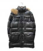 BURBERRY BLACK LABELバーバリーブラックレーベル）の古着「バーバリーチェックライニング ラクーンファー ダウンジャケット」｜ブラック